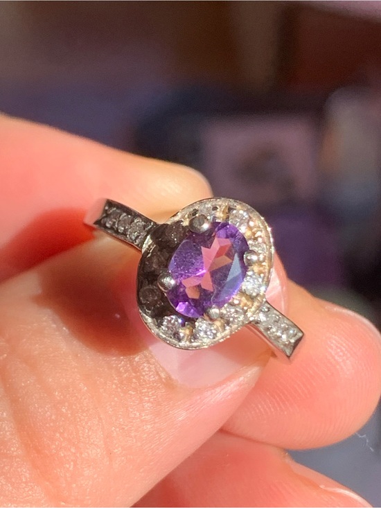 Jewelry - 14k Gold Amethyst Diamond Halo Ring